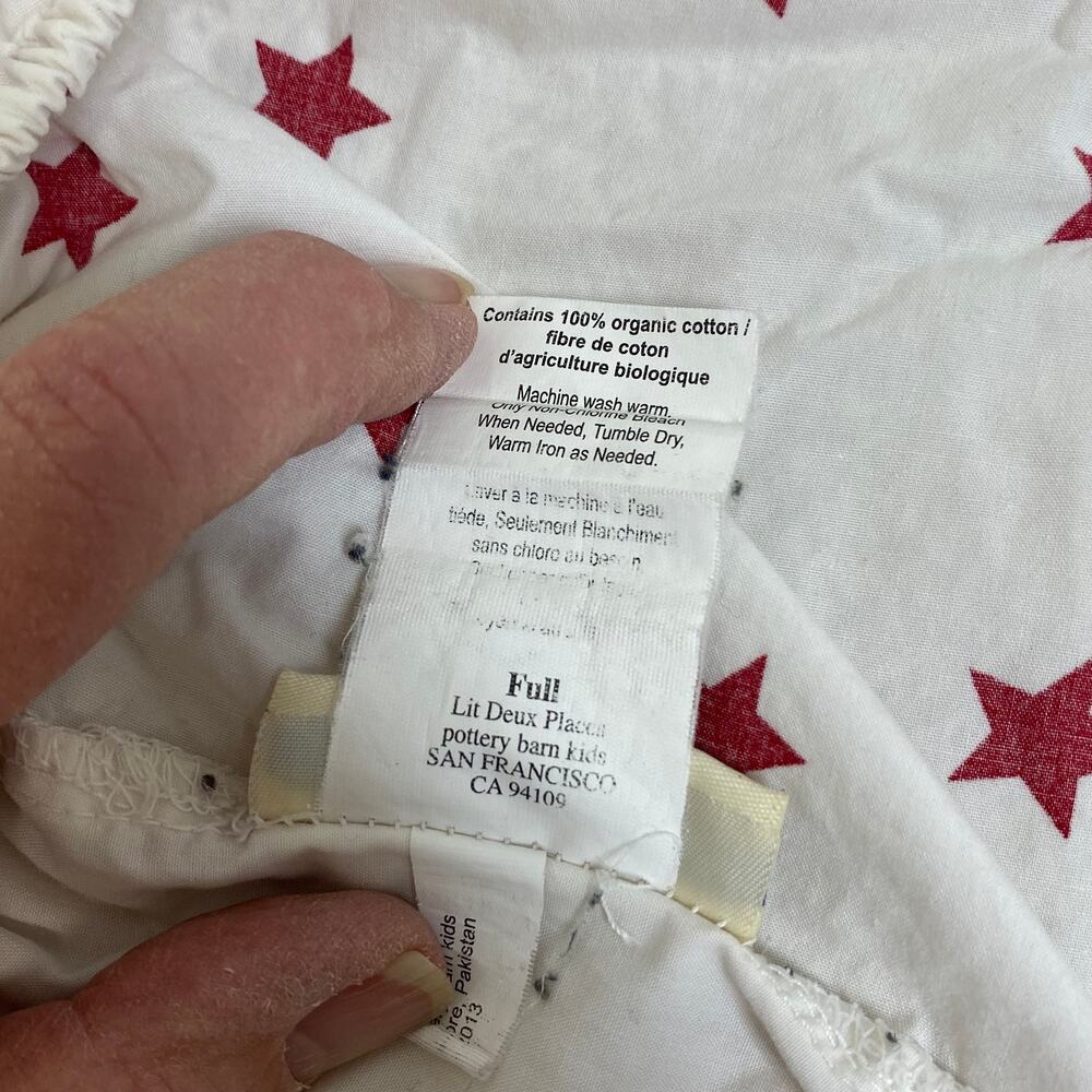 POTTERY BARN KIDS RED STARS ORGANIC COTTON, FULL SIZE FITTED SHEET ONLY - Picture 3 of 3
